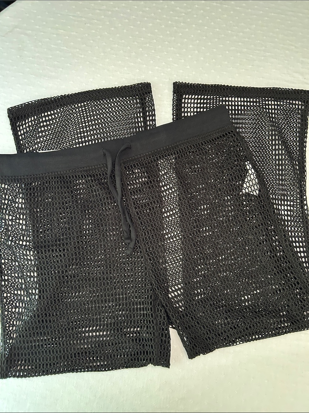 Stylish and sexy black Open-Knit trendy wide leg Beach Pants swim suit Cover-Up